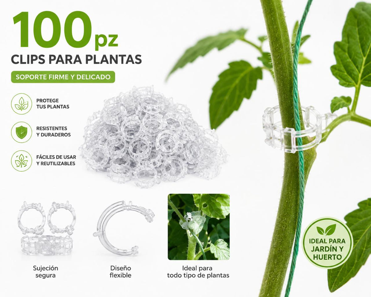CLIPS DE SOPORTE PARA PLANTAS 100 piezas